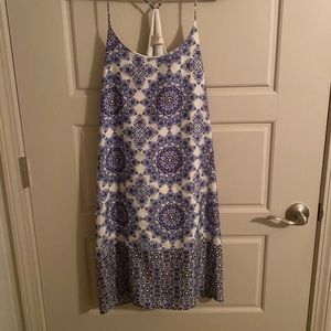 Everly Blue and White Mosaic Dress